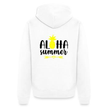 aloha summer - Unisex Premium Bio Zip Hoodie - Weiß - Hinten - Thijin (182cm)