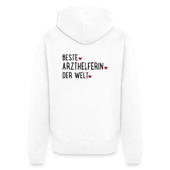Arzthelferin - Unisex Premium Bio Zip Hoodie - Weiß - Hinten - Thijin (182cm)
