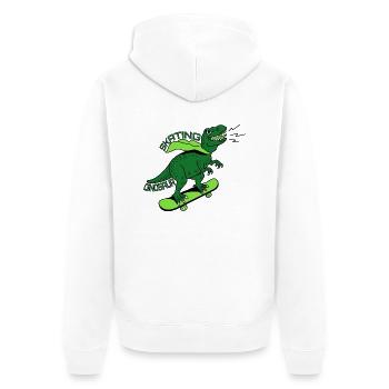 T-Rex Skateboard Dinosaur Skating Skater - Unisex Premium Organic Zip Hoodie - white - Back - Thijin (182cm)
