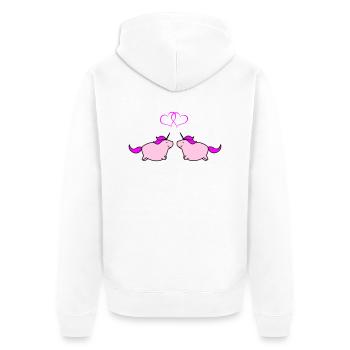 fat unicorns love - Unisex Premium Bio Zip Hoodie - Weiß - Hinten - Thijin (182cm)