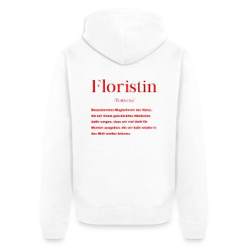 Floristin Definition - Unisex Premium Bio Zip Hoodie - Weiß - Hinten - Thijin (182cm)