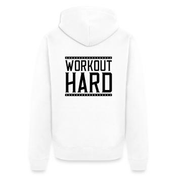 workout hard - Unisex Premium Organic Zip Hoodie - white - Back - Thijin (182cm)