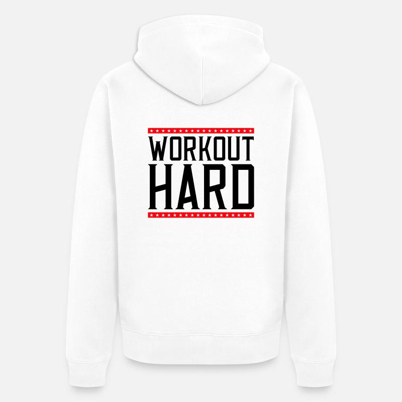 workout hard 2 - Unisex Premium Bio Zip Hoodie - Weiß
