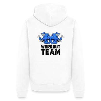 shark hai bodybuilding workout - Unisex Premium Bio Zip Hoodie - Weiß - Hinten - Thijin (182cm)