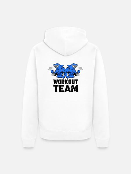 Shark Hai Bodybuilding Workout - Unisex Premium Organic Zip Hoodie - white