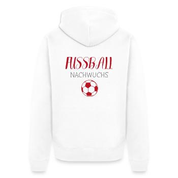 FUßBALL NACHWUCHS - Unisex Premium Bio Zip Hoodie - Weiß - Hinten - Thijin (182cm)