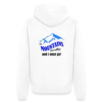 mountains are calling Kopie - Unisex Premium Bio Zip Hoodie - Weiß - Hinten - Thijin (182cm)