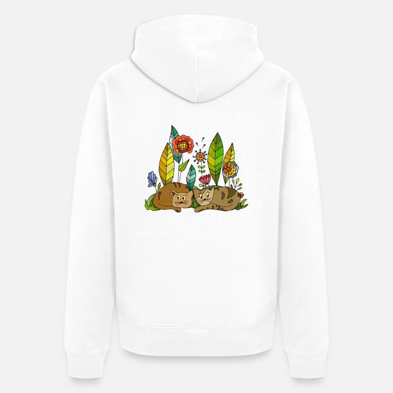 Cats - Unisex Premium Organic Zip Hoodie - white