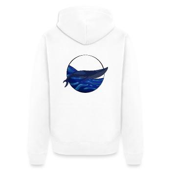 Blauwalschwanz auf dem Ozean - Unisex Premium Bio Zip Hoodie - Weiß - Hinten - Thijin (182cm)