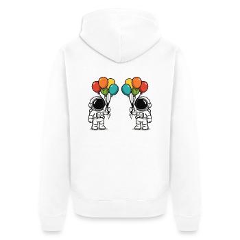 astronaut ballons 2 - Unisex Premium Bio Zip Hoodie - Weiß - Hinten - Thijin (182cm)