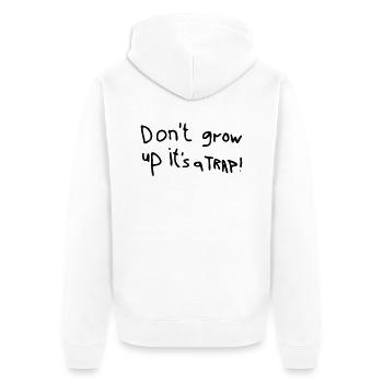Don´t grow up it´s a trap - Unisex Premium Bio Zip Hoodie - Weiß - Hinten - Thijin (182cm)