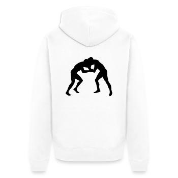 wrestling sport - Unisex Premium Bio Zip Hoodie - Weiß - Hinten - Thijin (182cm)