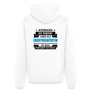 Funshirt Egotherapeutin - Unisex Premium Bio Zip Hoodie - Weiß - Hinten - Thijin (182cm)