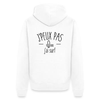 Je peux pas j'ai surf - Veste à capuche bio Premium Unisexe - blanc - Dos - Thijin (182cm)