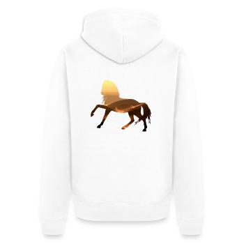 Pferd - Unisex Premium Bio Zip Hoodie - Weiß - Hinten - Thijin (182cm)
