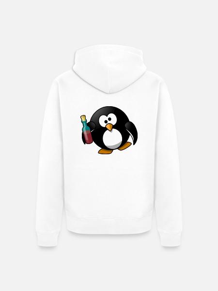 Besoffener Pinguin - Unisex Premium Bio Zip Hoodie - Weiß