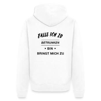 falls ich zu betrunken bin - Unisex Premium Bio Zip Hoodie - Weiß - Hinten - Thijin (182cm)