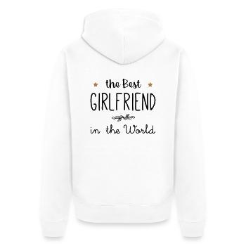 The best girlfriend in the world - Unisex Premium Organic Zip Hoodie - white - Back - Thijin (182cm)