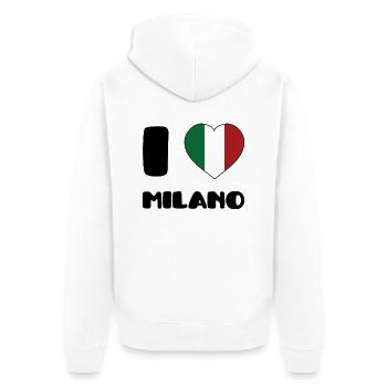 I Love Milano - Unisex Premium Bio Zip Hoodie - Weiß - Hinten - Thijin (182cm)