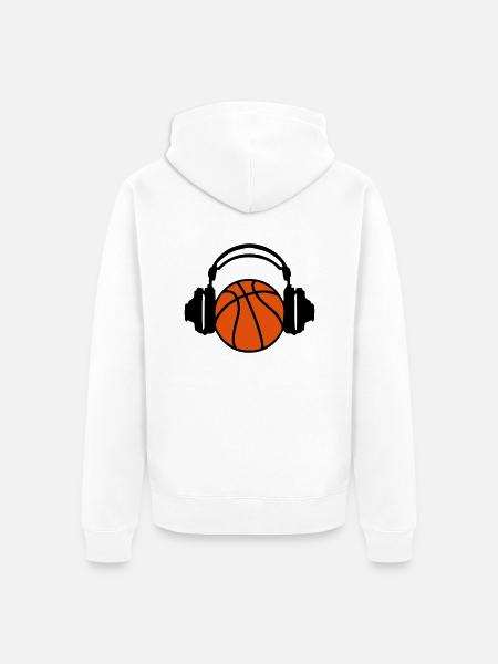 Kopfhörer-Kopfhörer DJ-Audio-Basketball - Unisex Premium Bio Zip Hoodie - Weiß