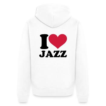 Jazz - Unisex Premium Bio Zip Hoodie - Weiß - Hinten - Thijin (182cm)