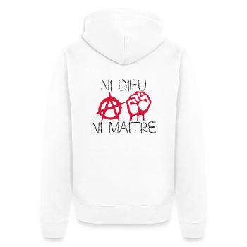 ni dieu ni maitre - Veste à capuche bio Premium Unisexe - blanc - Dos - Thijin (182cm)