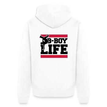 b_boy_life_c2 - Unisex Premium Bio Zip Hoodie - Weiß - Hinten - Thijin (182cm)