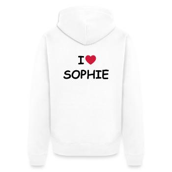 I love Sophie - Unisex Premium Organic Zip Hoodie - white - Back - Thijin (182cm)