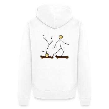Skateboard Fun - Unisex Premium Bio Zip Hoodie - Weiß - Hinten - Thijin (182cm)