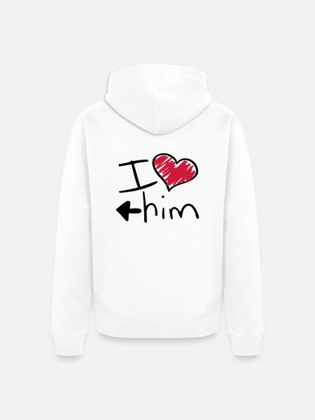 i_love_him_va2 - Veste à capuche bio Premium Unisexe - blanc