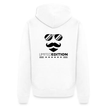 Limited Edition Cool Mustache Man Design - Veste à capuche bio Premium Unisexe - blanc - Dos - Thijin (182cm)