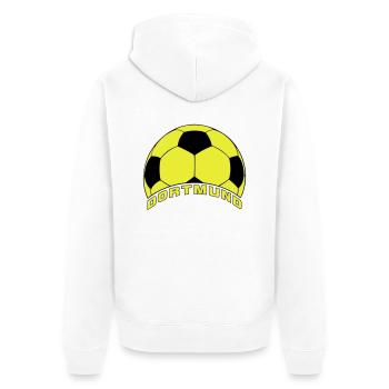 Fußball Dortmund Fan-Motiv - Unisex Premium Bio Zip Hoodie - Weiß - Hinten - Thijin (182cm)