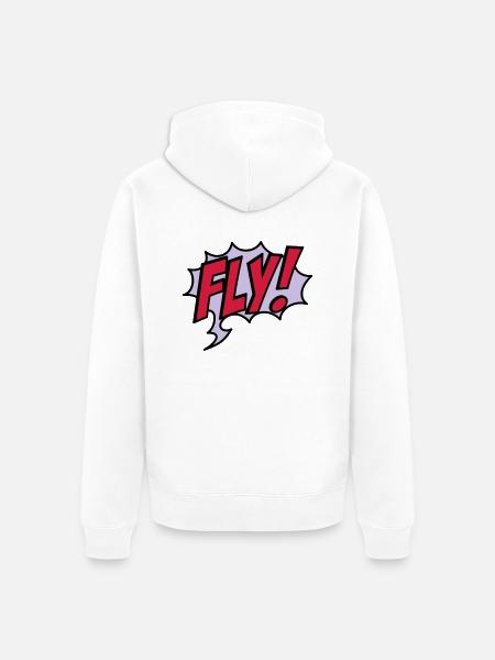 fly - Unisex Premium Organic Zip Hoodie - white