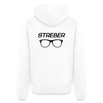 streber - Unisex Premium Bio Zip Hoodie - Weiß - Hinten - Thijin (182cm)