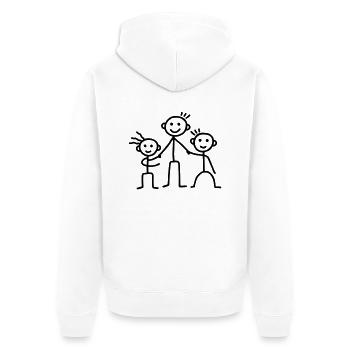 Papa mit Sohn & Tochter - Unisex Premium Bio Zip Hoodie - Weiß - Hinten - Thijin (182cm)