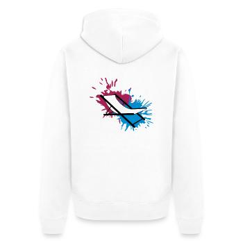 strandstuhl farbe spritzer tropfen klecks liegestu - Unisex Premium Bio Zip Hoodie - Weiß - Hinten - Thijin (182cm)