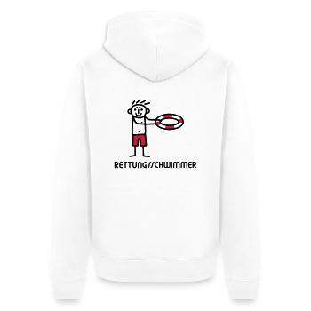 Strichmännchen Rettungsschwimmer - V2 - Unisex Premium Bio Zip Hoodie - Weiß - Hinten - Thijin (182cm)