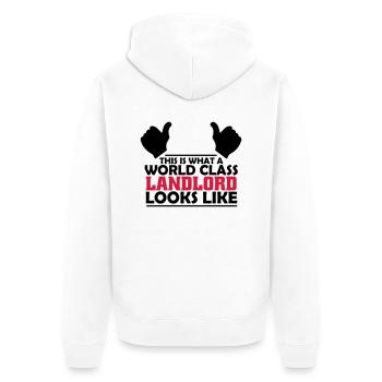 world class landlord - Unisex Premium Organic Zip Hoodie - white - Back - Thijin (182cm)