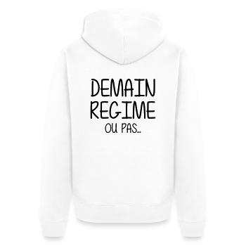 Régime - Diète - Gros - Grosse - Humour - Marrant - Veste à capuche bio Premium Unisexe - blanc - Dos - Thijin (182cm)