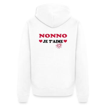 Nonno je t'aime - Unisex Premium Organic Zip Hoodie - white - Back - Thijin (182cm)
