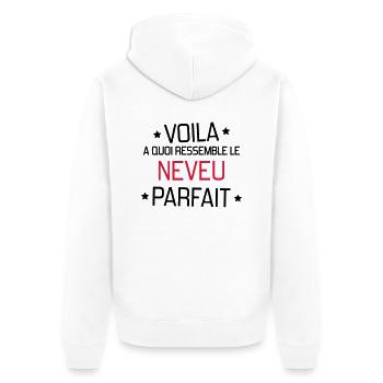 Niece Nephew Nichte Neffe Nièce Neveu Baby - Unisex Premium Organic Zip Hoodie - white - Back - Thijin (182cm)