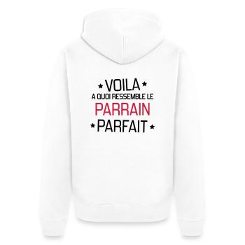 Parrain / Marraine / Filleule / Filleul - Veste à capuche bio Premium Unisexe - blanc - Dos - Thijin (182cm)