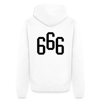 666 - Unisex Premium Organic Zip Hoodie - white - Back - Thijin (182cm)