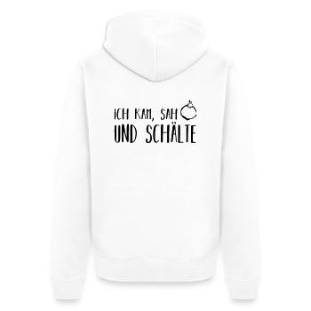ich kam, sah und schälte - Unisex Premium Bio Zip Hoodie - Weiß - Hinten - Thijin (182cm)