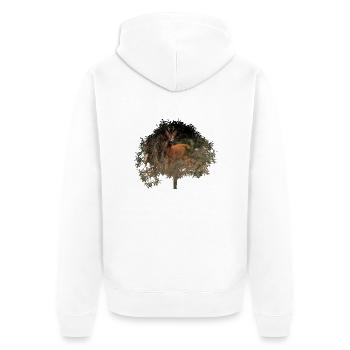 wunderschöner Rehbock im Wald - Unisex Premium Bio Zip Hoodie - Weiß - Hinten - Thijin (182cm)