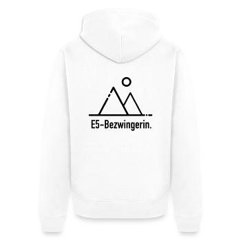 E5 Bezwingerin - für Alpenüberquerer - Unisex Premium Bio Zip Hoodie - Weiß - Hinten - Thijin (182cm)