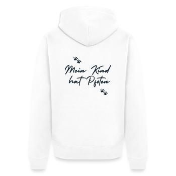 Mein Kind hat Pfoten - Unisex Premium Bio Zip Hoodie - Weiß - Hinten - Thijin (182cm)