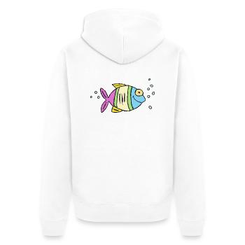 Fisch Buntbarsch Wasser Meer Graffiti Zeichnung - Unisex Premium Bio Zip Hoodie - Weiß - Hinten - Thijin (182cm)