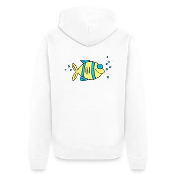 Fisch Buntbarsch Wasser Meer Graffiti Zeichnung - Unisex Premium Bio Zip Hoodie - Weiß - Hinten - Thijin (182cm)