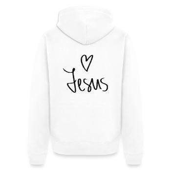 Jesus - Unisex Premium Bio Zip Hoodie - Weiß - Hinten - Thijin (182cm)